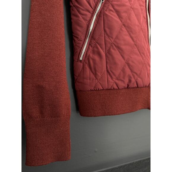 Industry Republic Burgundy Quilted Wool Blend Bomber Jacket Size Small - Picture 3 of 7